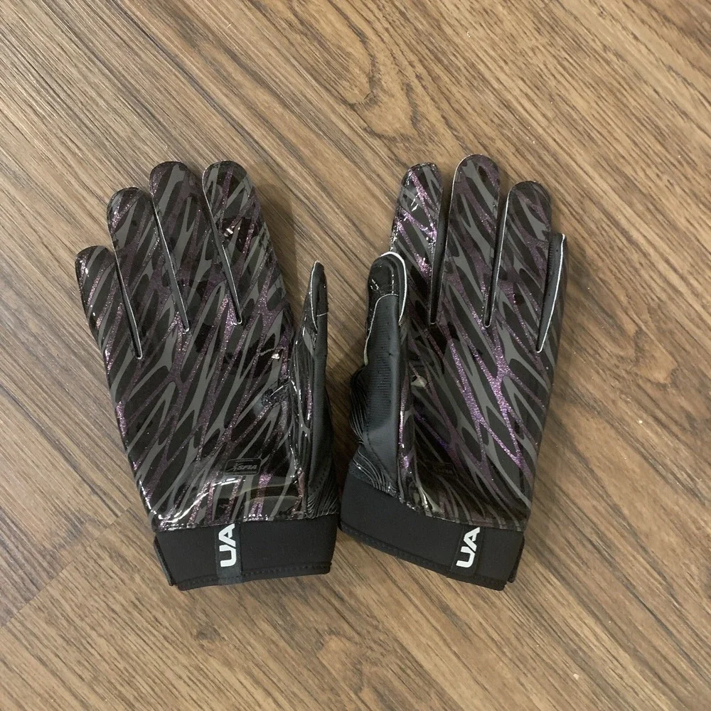 Under Armour Black & Purple Football Receiver Gloves Adult Men's Size 2XL